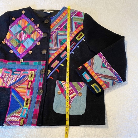 Parsley & Sage Embroidered Patchwork Button Jacket - M - Picture 10 of 13